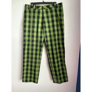 ADIDAS Black Green Checkered Golf Pants Casual Dress Trousers Men’s 34x32